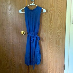 Tie Waist Solid Casual Mini Dress